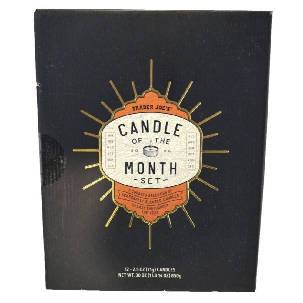 TRADER JOE'S Candle Of The Month 2026 set of 12 2.5 oz scented candles NEW